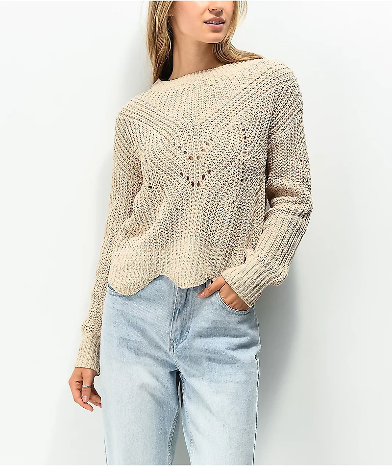 Almost Famous Nude Cable Mix Stitch Sweater