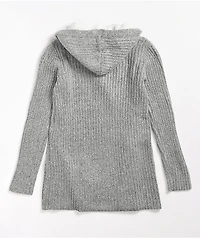 Almost Famous Sherpa Grey Hooded Cardigan
