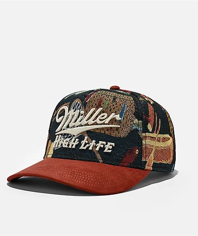 American Needle x Miller High Life Fish Tapestry Red Snapback Hat