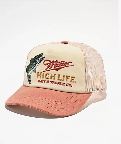 American Needle x Miller Remington Bass Beige & Red Trucker Hat