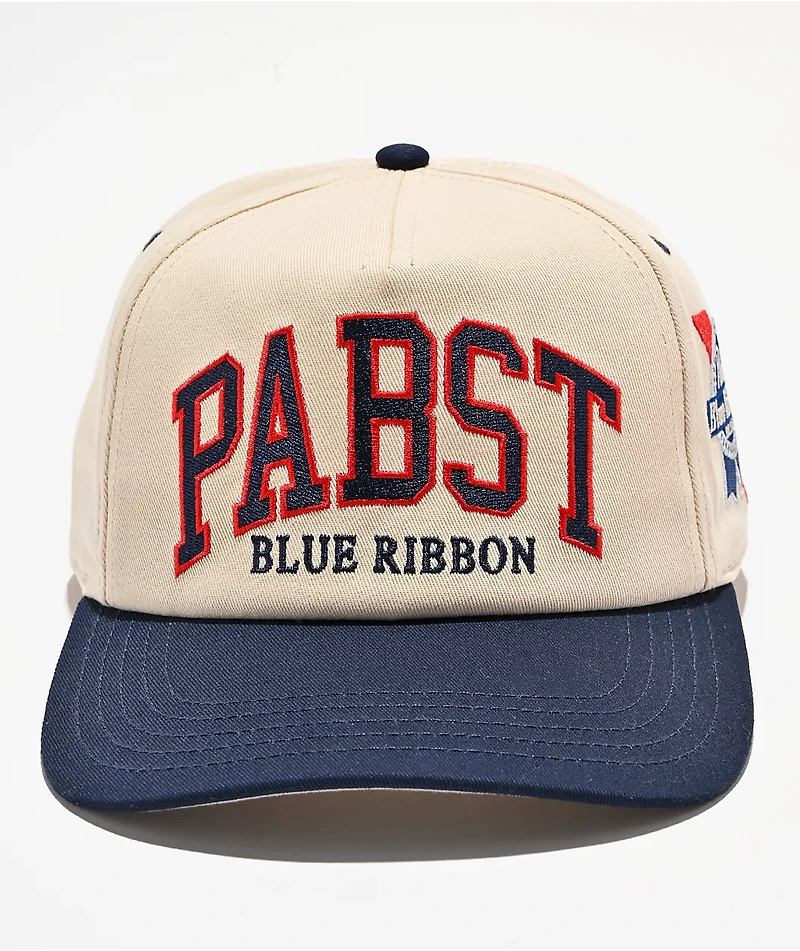 American Needle x Pabst Blue Ribbon Roscoe Beige & Navy Snapback Hat