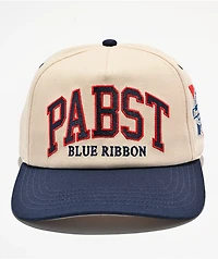 American Needle x Pabst Blue Ribbon Roscoe Beige & Navy Snapback Hat