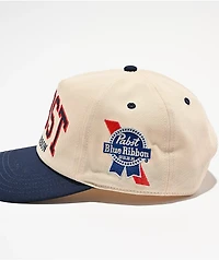 American Needle x Pabst Blue Ribbon Roscoe Beige & Navy Snapback Hat