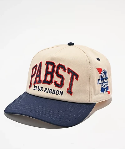 American Needle x Pabst Blue Ribbon Roscoe Beige & Navy Snapback Hat