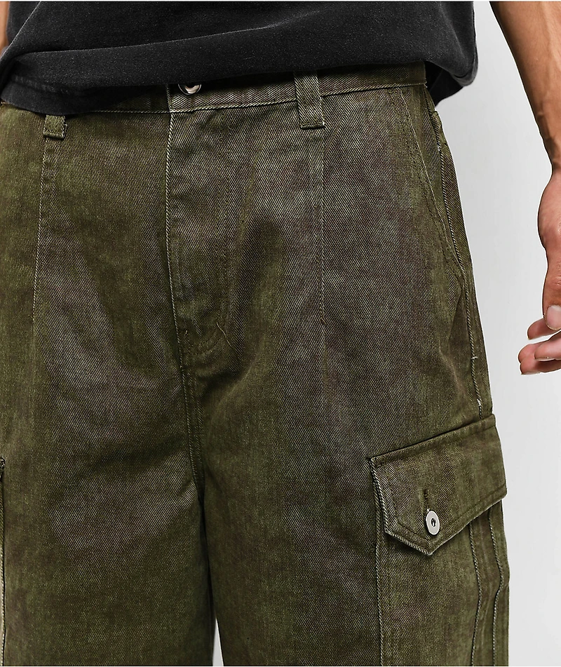 American Stitch Baggy Green Wash Cargo Denim Shorts