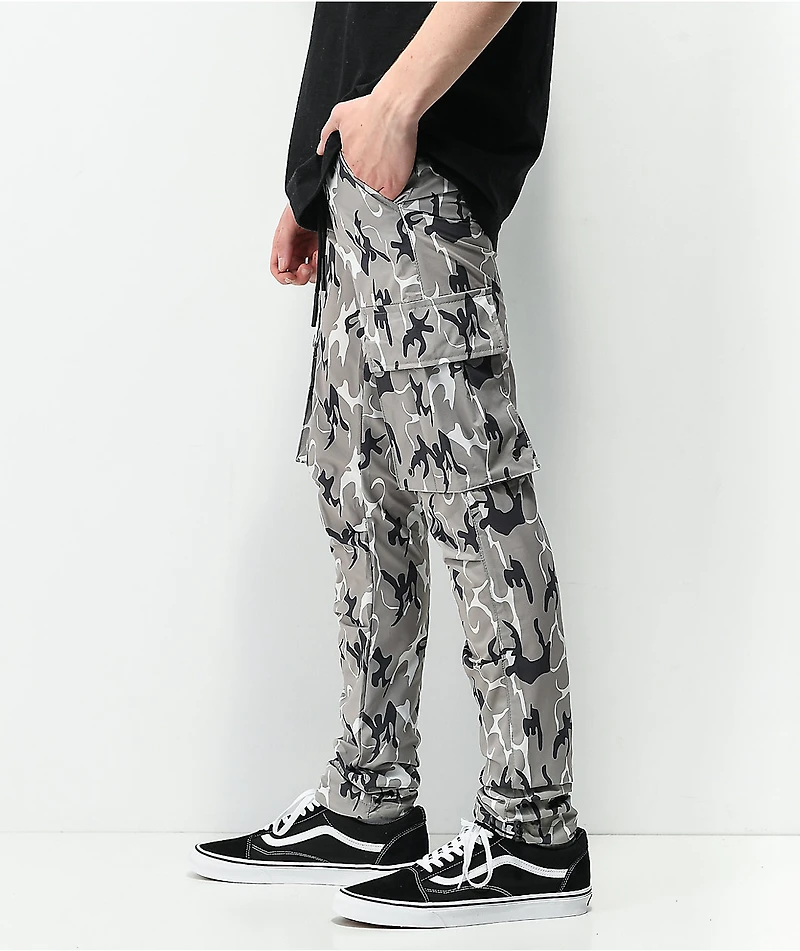 American Stitch Black & Grey Camo Cargo Jogger Pants