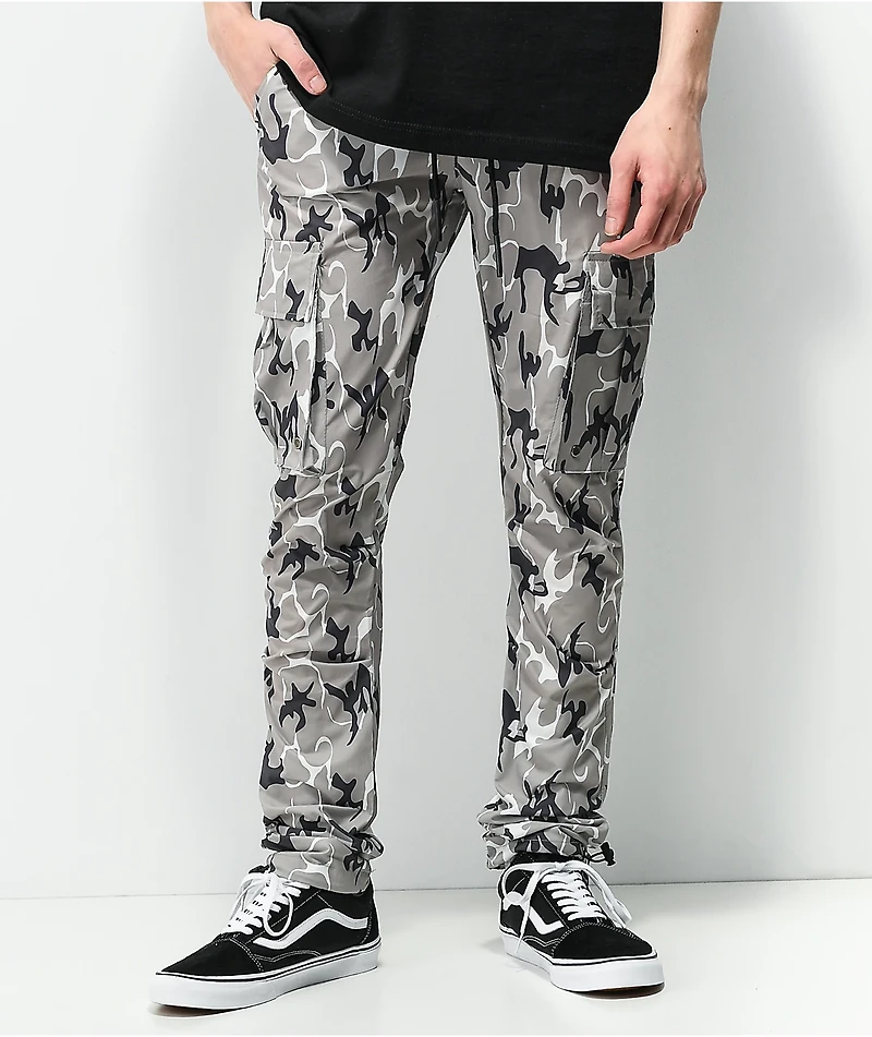 American Stitch Black & Grey Camo Cargo Jogger Pants