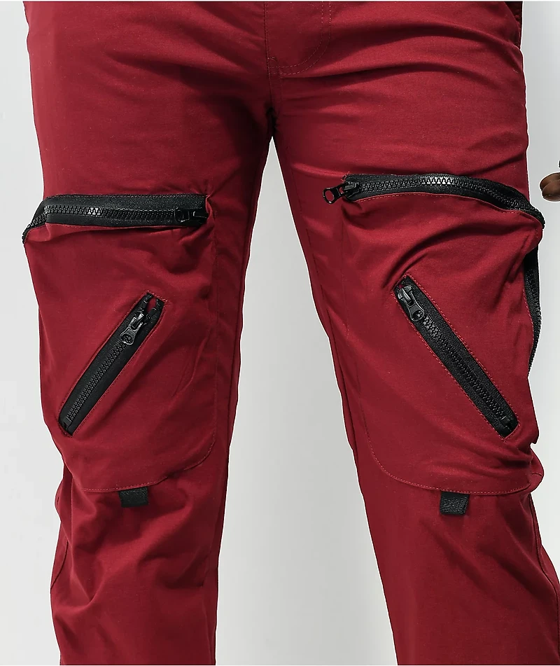 American Stitch Burgundy Nylon Cargo Pants