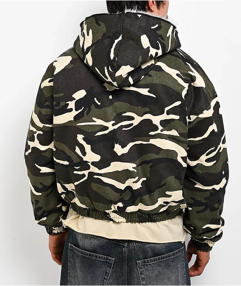 American Stitch Camo Canvas Hooded Crop Jacket
