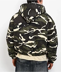 American Stitch Camo Canvas Hooded Crop Jacket