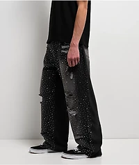 American Stitch Distressed Rhinestone Grey Wash Jeans