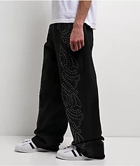 American Stitch Flame Studded Black Jeans