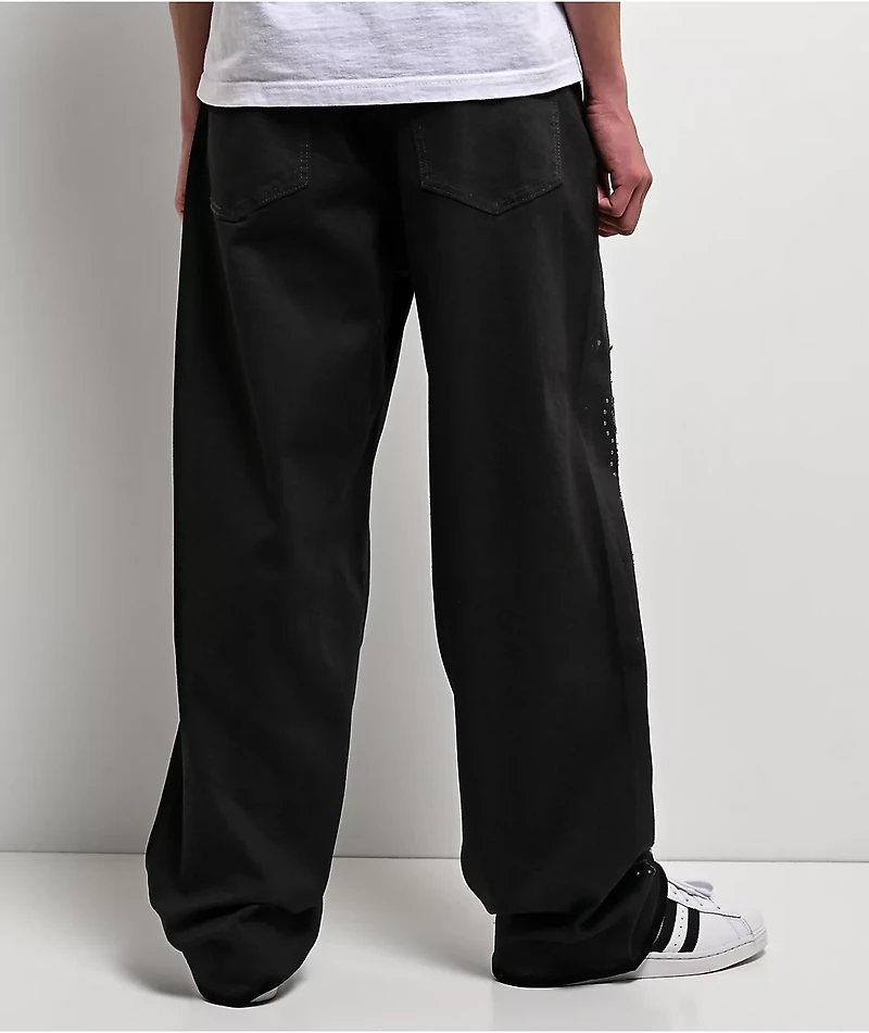 American Stitch Flame Studded Black Jeans