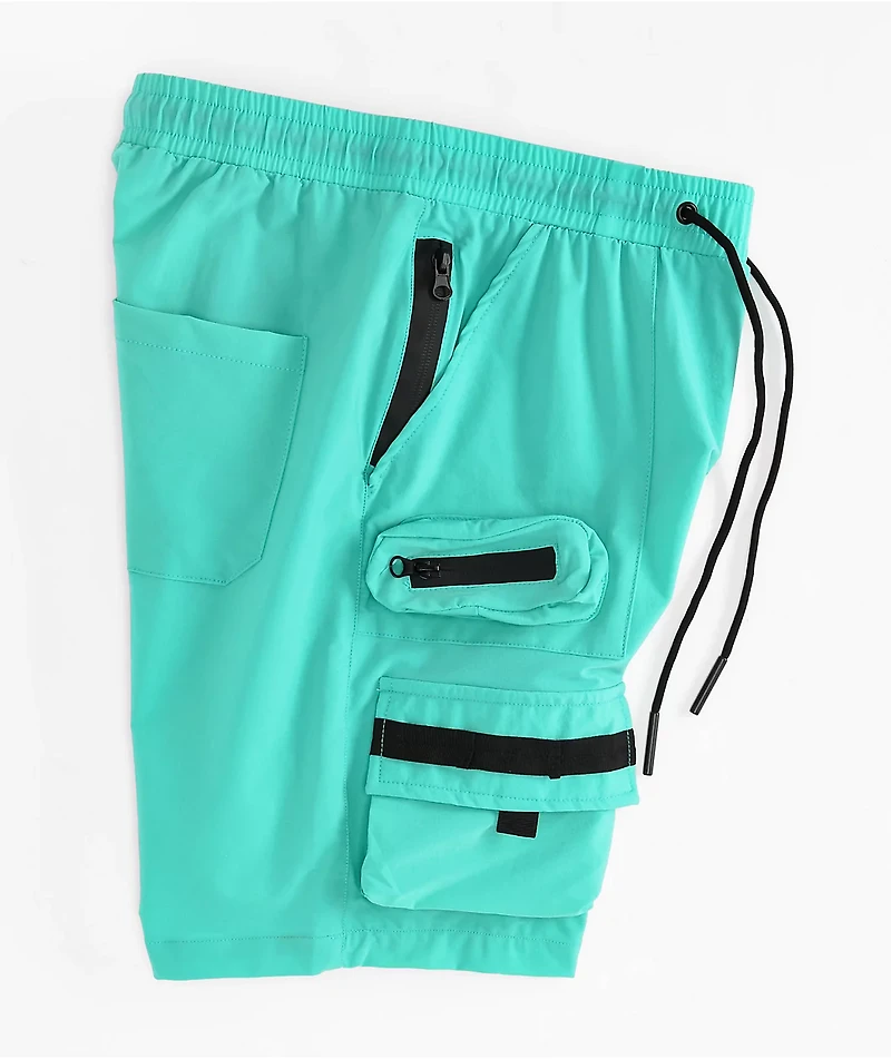 American Stitch Green Nylon Cargo Shorts
