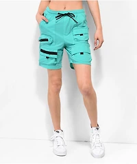 American Stitch Green Nylon Cargo Shorts