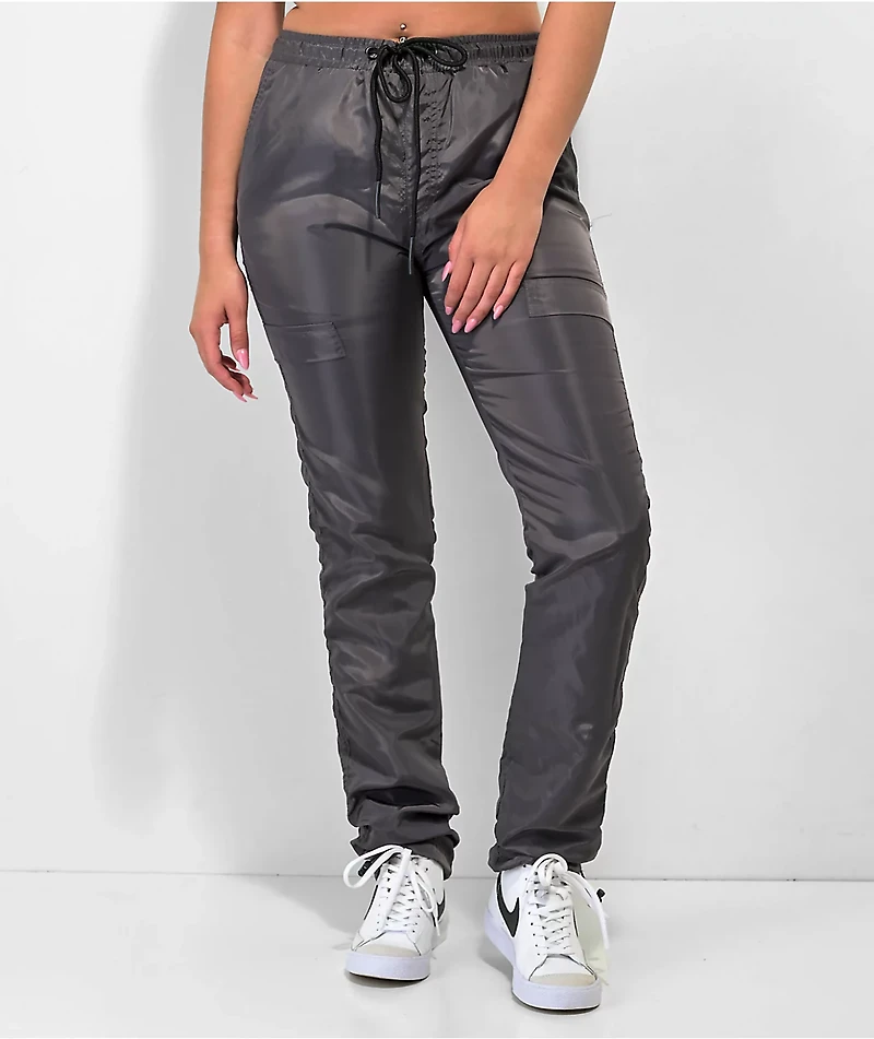 American Stitch Grey Satin Jogger Pants