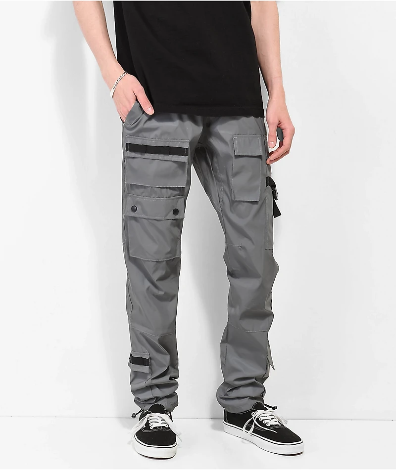 American Stitch Multi Pocket Reflective Grey Cargo Pants