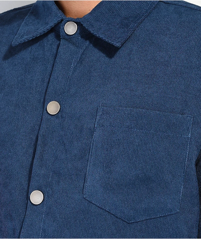 American Stitch Navy Blue Corduroy Long Sleeve Button Up Shirt