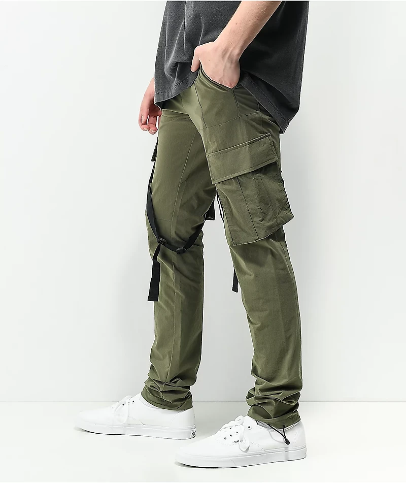 American Stitch Olive Strap Nylon Cargo Pants