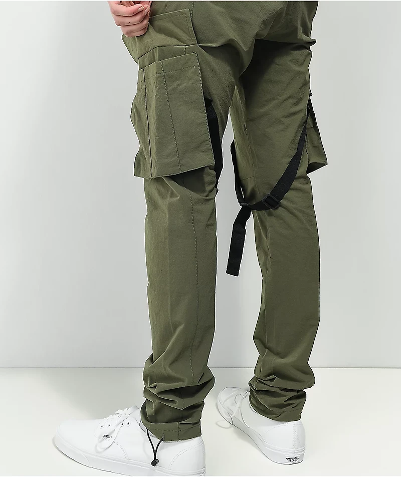 American Stitch Olive Strap Nylon Cargo Pants