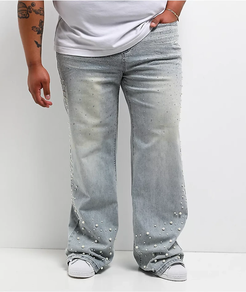 American Stitch Pearl Light Blue Wash Baggy Jeans