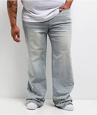 American Stitch Pearl Light Blue Wash Baggy Jeans
