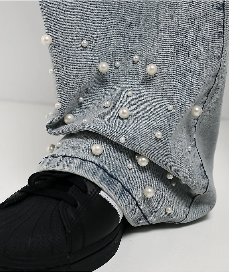American Stitch Pearl Light Blue Wash Baggy Jeans