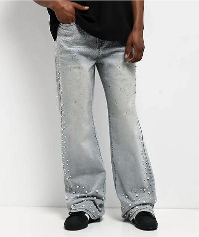American Stitch Pearl Light Blue Wash Baggy Jeans