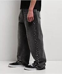 American Stitch Pearl Rhinestone Grey Wash Baggy Jeans