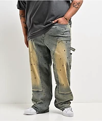 American Stitch Rhinestone Double Knee Blue Wash Carpenter Jeans