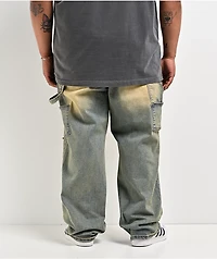 American Stitch Rhinestone Double Knee Blue Wash Carpenter Jeans