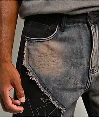 American Stitch Rip And Repair Black & Blue Wash Jeans