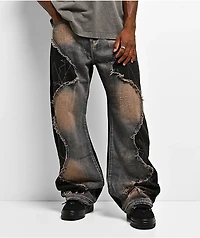 American Stitch Rip And Repair Black & Blue Wash Jeans