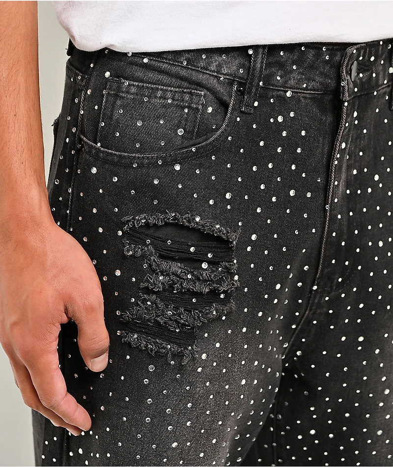American Stitch Scattered Rhinestone Black Wash Jeans