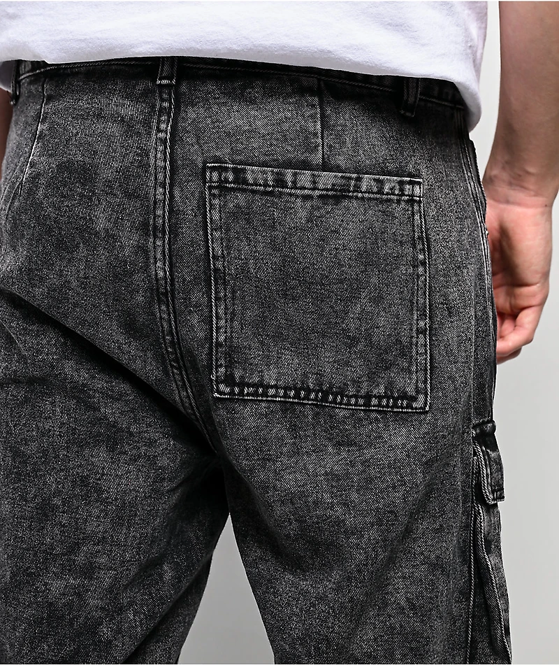 American Stitch Strap Black Wash Cargo Pants