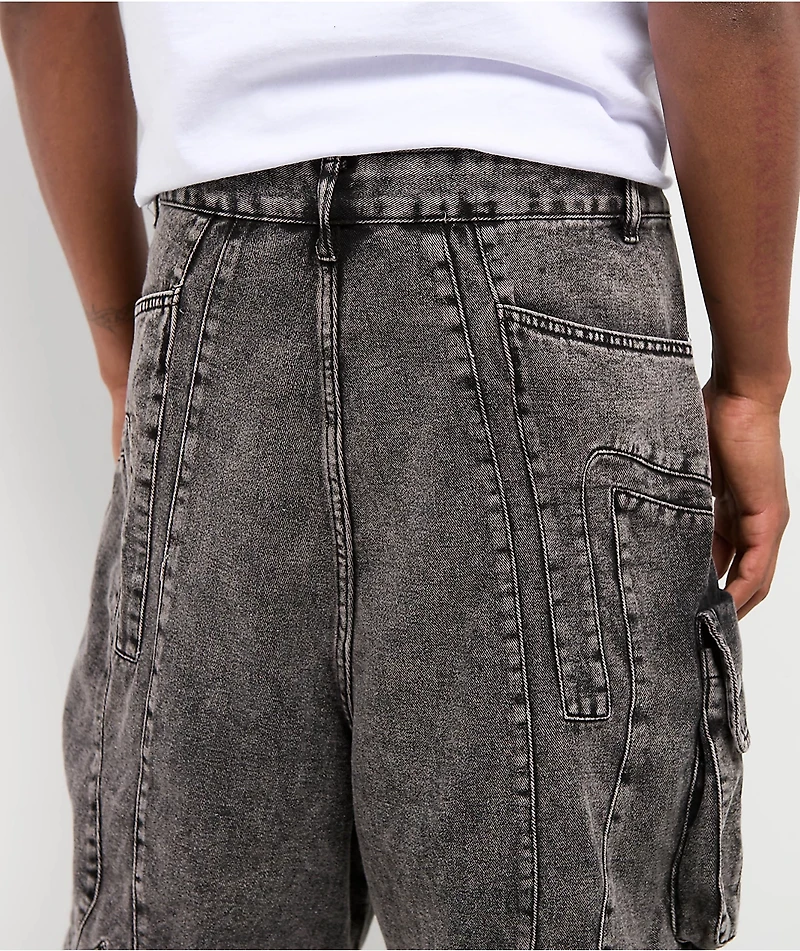 American Stitch Zig Zag Black Wash Cargo Shorts