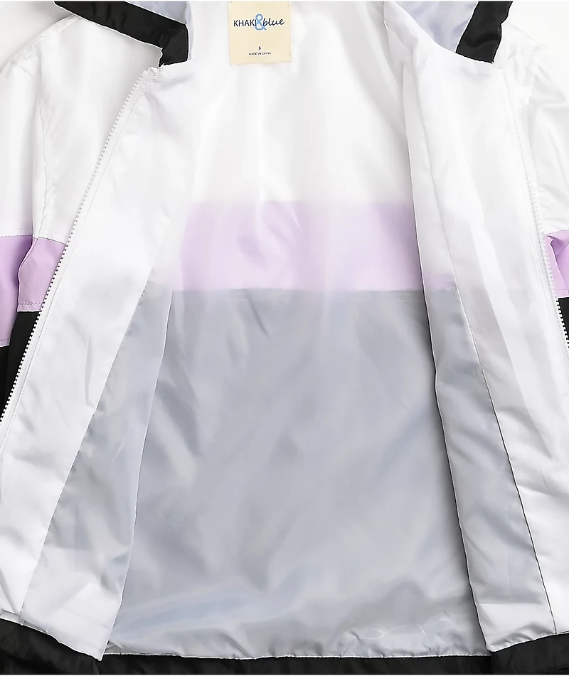 Angel Kiss Black & White Colorblock Crop Windbreaker Jacket