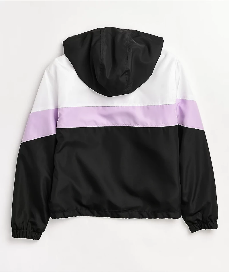 Angel Kiss Black & White Colorblock Crop Windbreaker Jacket
