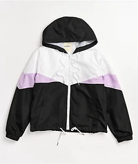 Angel Kiss Black & White Colorblock Crop Windbreaker Jacket