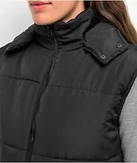 Angel Kiss Black Crop Puffer Vest