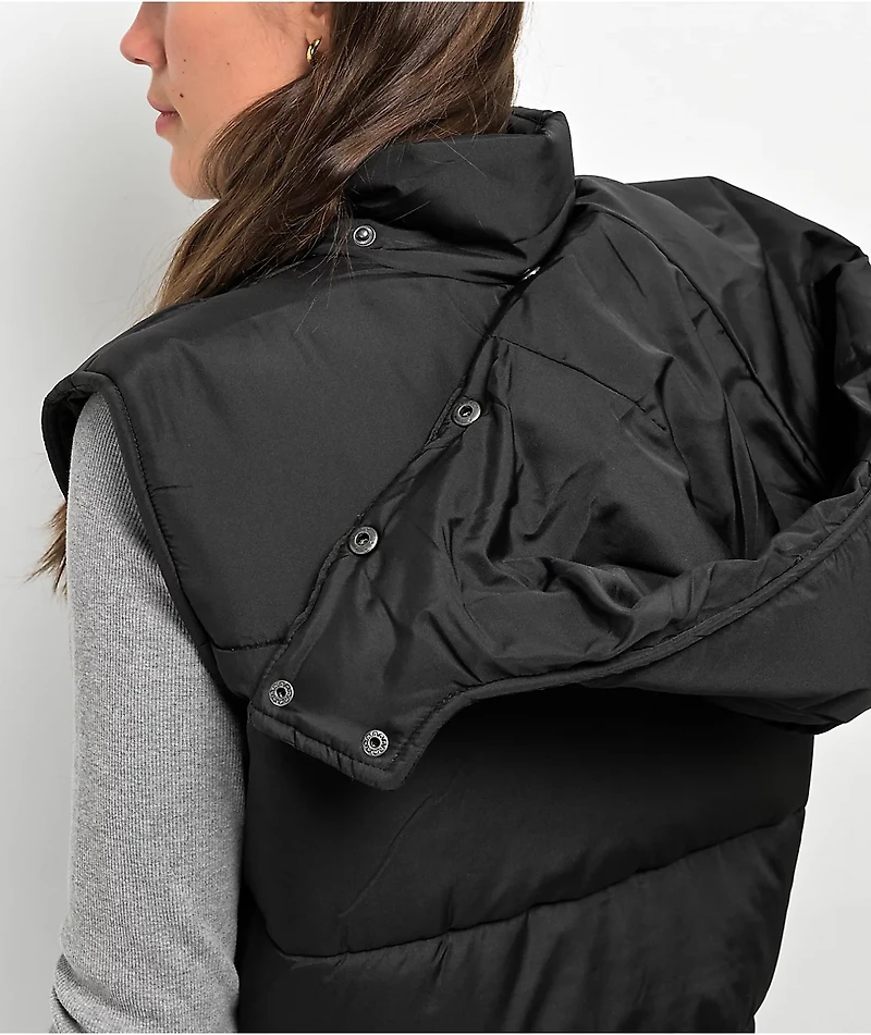 Angel Kiss Black Crop Puffer Vest