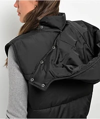 Angel Kiss Black Crop Puffer Vest
