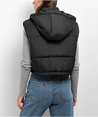 Angel Kiss Black Crop Puffer Vest