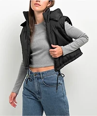 Angel Kiss Black Crop Puffer Vest