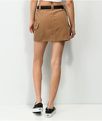 Angel Kiss Brown Corudory Belted Mini Skirt