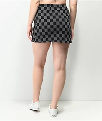 Angel Kiss Checkered Black & Grey Denim Skirt