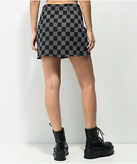 Angel Kiss Checkered Black & Grey Denim Skirt