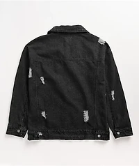 Angel Kiss Distressed Black Denim Jacket