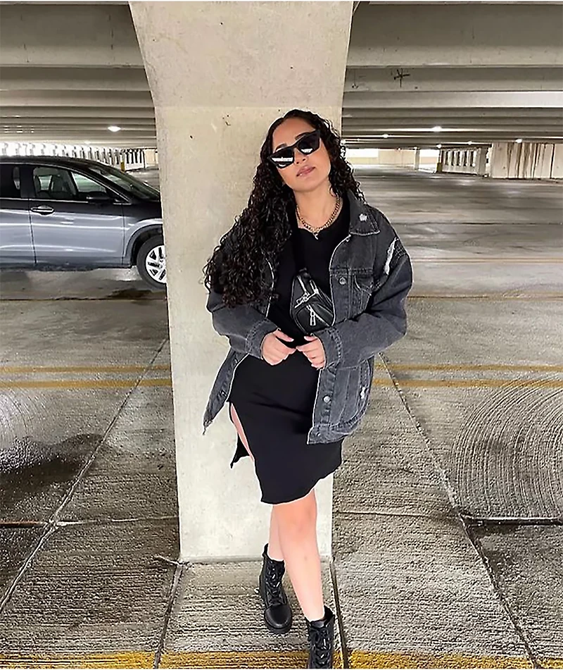 Angel Kiss Distressed Black Denim Jacket