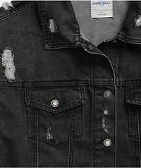 Angel Kiss Distressed Black Denim Jacket